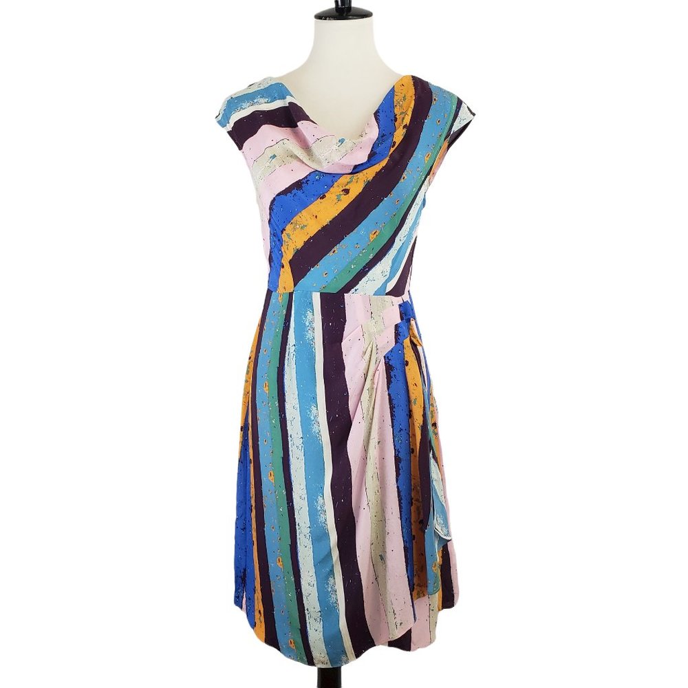Plenty by Tracy Reese x Anthropologie Silk Multicolored Striped Dress Size 4